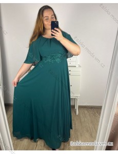 Šaty dlhé spoločenské krátky rukáv dámske nadrozmer (XL/2XL ONE SIZE) TALIANSKA MÓDA IMPSH2350260/DU