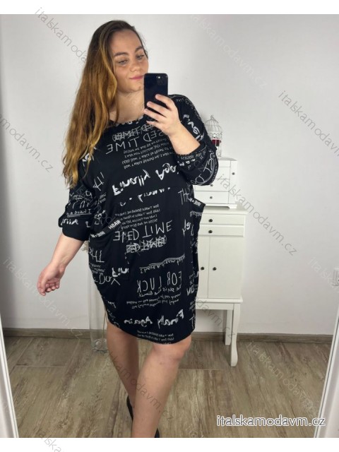 Šaty bavlnené dlhý rukáv dámske nadrozmer (3XL/4XL/5XL ONE SIZE) TALIANSKA MÓDA IM423880