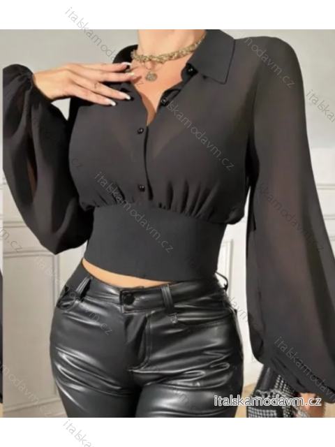 Croptop košeľový dlhý rukáv dámsky (S/M ONE SIZE) TALIANSKA MÓDA IMPBB24C31791