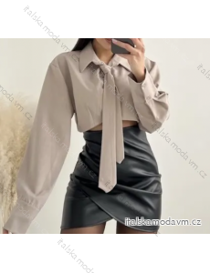 Croptop košeľový dlhý rukáv dámsky (S/M ONE SIZE) TALIANSKA MÓDA IMPLP2493760078