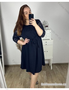 Šaty elegantní dlouhý  rukáv dámske nadrozmer (2XL/3XL ONE SIZE) TALIANSKA MóDA IM424LOVE/DU