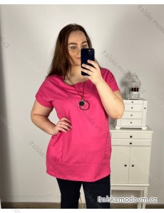 Tunika oversize krátky rukáv s príveskom nadrozmer (3XL/4XL ONE SIZE) TALIANSKA MÓDA IMC23146/DU