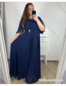 Šaty dlhé spoločenské krátky rukáv dámske nadrozmer (XL/2XL ONE SIZE) TALIANSKA MÓDA IMPSH2350252/DU