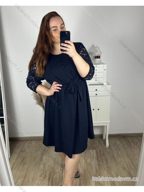 Šaty elegantní dlouhý  rukáv dámske nadrozmer (2XL/3XL ONE SIZE) TALIANSKA MóDA IM424LOVE