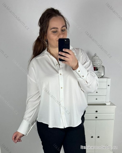 Košeľa elegantný dlhý rukáv dámska (S-XL) TALIANSKA MÓDA PMF24KIKA/DR -   biela -   XL