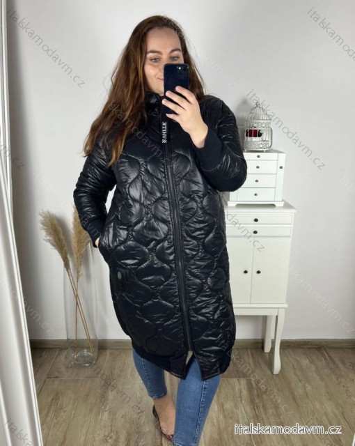 Bunda s kapucňou dámska nadrozmer (2XL/3XL ONE SIZE) TALIANSKA MÓDA IM423768/DR