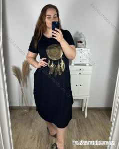 Šaty dlhé oversize krátky rukáv dámske viskoza nadrozmer (2XL/3XL/4XL ONE SIZE) TALIANSKA MÓDA IMD22450/DR