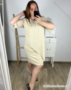 Šaty elegantný krátky rukáv dámske nadrozmer (XL/2XL/3XL ONE SIZE) TALIANSKA MÓDA IMD24035