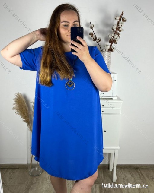 Šaty oversize krátky rukáv dámske bavlnené (XL/2XL/3XL ONE SIZE) Talianska Móda IM324ETNA