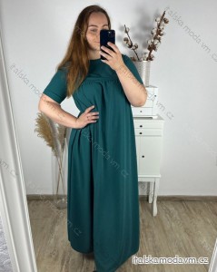 Šaty oversize maxi dlhé krátky rukáv dámske bavlnené (XL/2XL/3XL ONE SIZE) Talianska Móda IM324VOGUE