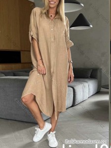 Šaty oversize 3/4 dlhý rukáv ľanové dámske (S/M/L ONE SIZE) TALIANSKA MÓDA IMWAD24082