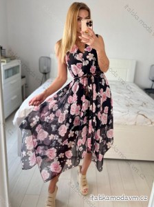 Šaty dlhé elegantné šifónové bez rukávov dámske (S/M ONE SIZE) TALIANSKA MÓDA IM424JULIE-2/DU