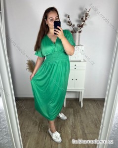 Šaty dlhé elegantný icecool krátky rukáv dámske (M/L, XL/XXL) AINUOSI TALIANSKA MODA IMB249027