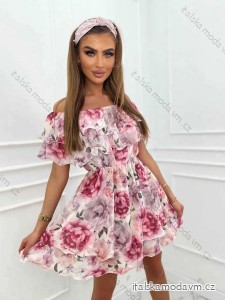 Šaty carmen cez ramená letné dámske (S/M ONE SIZE) TALIANSKA MÓDA IMM24M5076