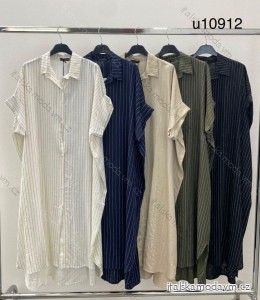 šaty oversize košeľové maxi krátky rukáv dámske (42/44/46 ONE SIZE) TALIANSKA MÓDA IMM24M10912