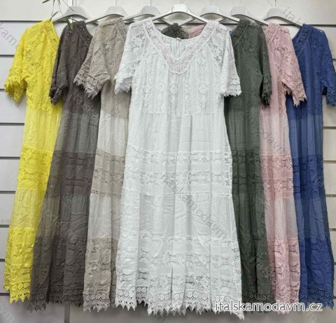 Šaty krajkové boho krátky rukáv dámske (42/44/46 ONE SIZE) TALIANSKA MÓDA IMWF24526