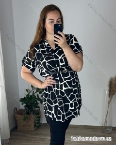 Šaty/tunika košeľová s opaskom dlhý rukáv dámske (S/M/L/XL/2XL ONE SIZE) TALIANSKA MóDA IM322298-1/DUR