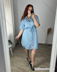 Košeľové šaty krátky rukáv dámska (52/54 ONE SIZE) TALIANSKA MODA IMSM24DENIM