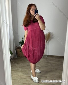 Šaty oválne letné voľnočasové oversize krátky rukáv dámske (XL/2XL/3XL ONE SIZE) TALIANSKA MÓDA IM422510