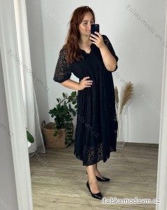 Šaty krajkové letné krátky rukáv dámske nadrozmer (56/58 ONE SIZE) TALIANSKA MODA IMSM24013/DR