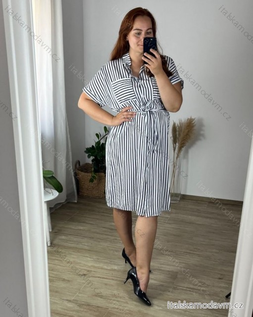 Košeľové šaty  dlhý rukáv dámska (50/52 ONE SIZE) TALIANSKA MODA IMSM24MEREDIT/DR 50/52 biela