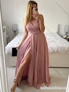 Šaty dlhé elegantné spoločenské bez rukávov dámske (S/M ONE SIZE) TALIANSKA MÓDA IMPBB2480872bl