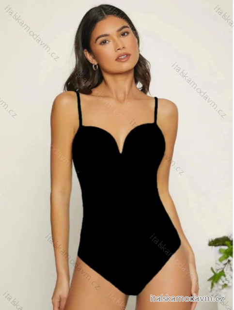 Body elegantné na ramienka dámske (S/M ONE SIZE) TALIANSKA MÓDA IMM24M0011/U -   čierna
 -   S / M