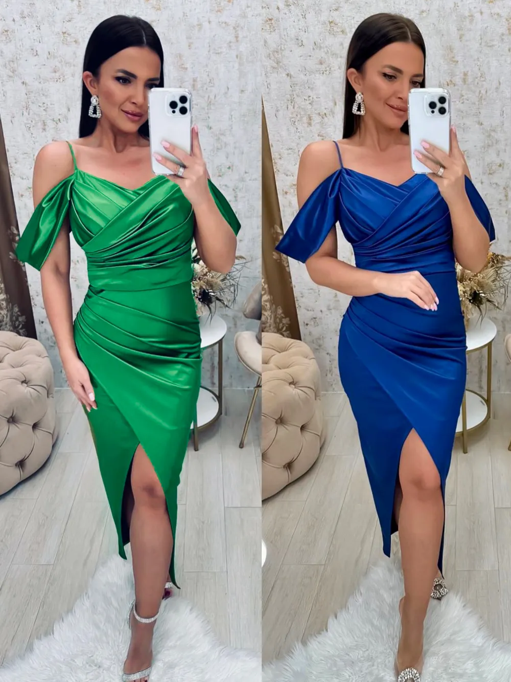 Šaty elegantné na ramienka dámske (S/M ONE SIZE) TALIANSKA MÓDA IMPBB24B23454