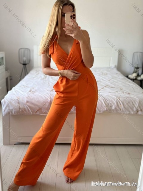 Overal dlhý bez rukávu dámsky (S/M ONE SIZE) TALIANSKA MÓDA IMWAA24001/DUR - oranžová - S/M