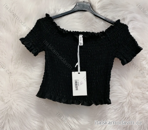 Top croptop krátky rukáv dámsky (S/M ONE SIZE) TALIANSKA MÓDA IMPMD233024c/DU S / M čierna