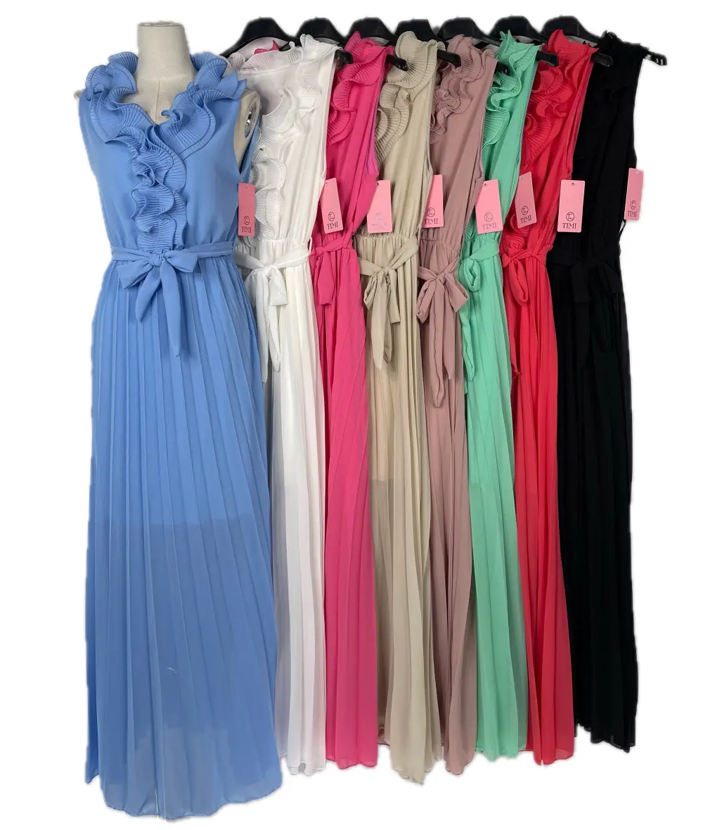 Šaty dlhé elegantné letné skladané bez rukávov dámske (S/M ONE SIZE) TALIANSKA MÓDA IMPBB24P25061