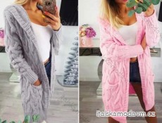 Cardigan pletený s kapucňou dlhý rukáv dámsky (S/M/L ONE SIZE) TALIANSKA MÓDA IMWD24673