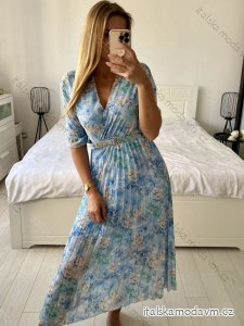 Šaty elegantné šifonové dlhý rukáv dámske (S / M.ONE SIZE) TALIANSKÁ MÓDA IMM24M2372-3/DU