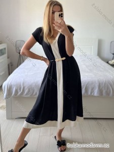 Šaty dlhé elegantný krátky rukáv dámske (S/M/L ONE SIZE) TALIANSKA MÓDA IMPES24001