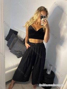 Nohavice s opaskom široké nohavice dlhé letné dámske (S/M ONE SIZE) TALIANSKA MODA IM424383/DUR