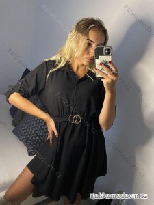 Šaty košeľové 3/4 dlhý rukáv dámske (S/M/L ONE SIZE) TALIANSKA MÓDA IMD24081/DU