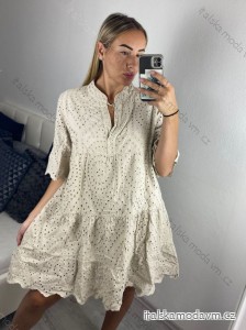 Šaty krajkové boho madeira krátky rukáv dámske (S/M/L ONE SIZE) TALIANSKA MÓDA IMWGS24056