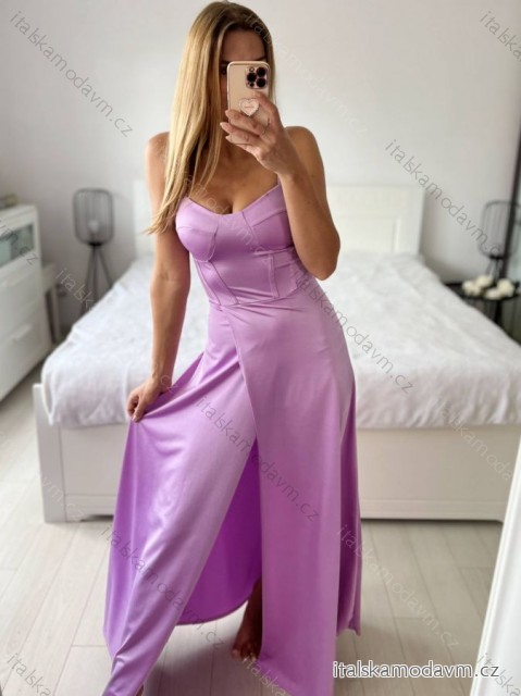 Šaty dlhé elegantné na ramienka dámske (S/M ONE SIZE) TALIANSKA MÓDA IMPSH246582