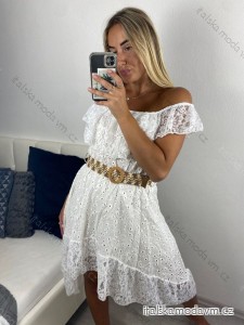 šaty boho krajkové madeira bavlnené carmen rukáv dámske (S/M ONE SIZE) TALIANSKA MÓDA IMHMS24300