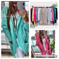 Cardigan pletený dlhý rukáv dámsky (S/M ONE SIZE) TALIANSKA MÓDA IMWLB24051