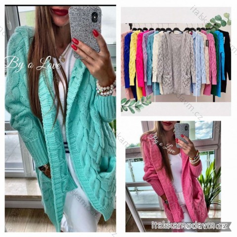 Cardigan pletený dlhý rukáv dámsky (S/M ONE SIZE) TALIANSKA MÓDA IMWLB24051