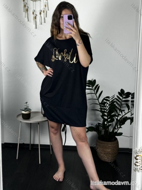 Šaty voľnočasové krátky rukáv dámske oversize (8XL/9XL ONE SIZE) TALIANSKA MÓDA IMC24192