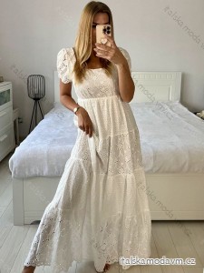 Šaty dlhé letné boho krajkové krátky rukáv dámske (S/M ONE SIZE) TALIANSKA MÓDA IMPEM2323087