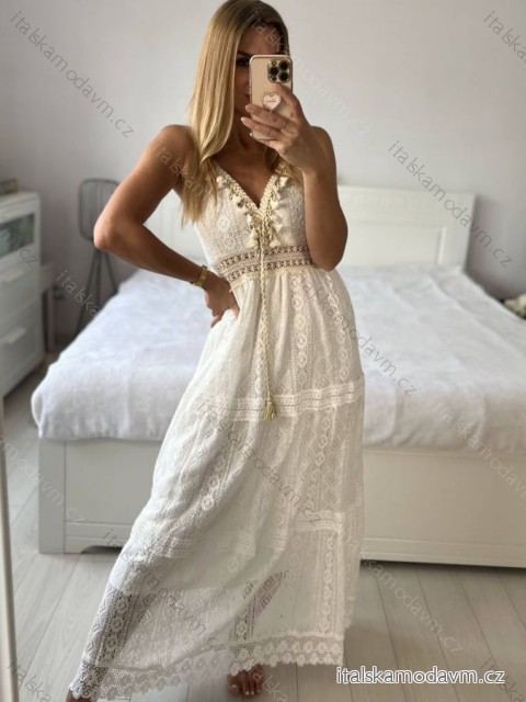 Šaty dlhé letné boho krajkové na ramienka dámske (S/M ONE SIZE) TALIANSKA MÓDA IMPEM2325889