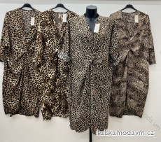 Šaty leopard dlhý rukáv dámske nadrozmer (54/56/58 ONE SIZE) TALIANSKA MóDA IM424528