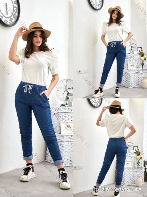 Nohavice letné riflové 3/4 krátke dámske (S/M ONE SIZE) TALIANSKA MÓDA IMPLI248115JEANS