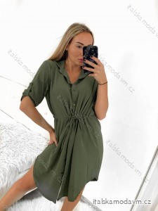 Šaty košeľové oversize krátky rukáv dámske (S/M/L ONE SIZE) TALIANSKA MÓDA IM424538/DR