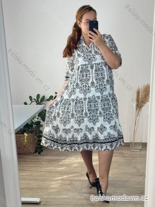 Šaty košeľové oversize 3/4 rukáv dámske nadrozmer (L/XL/2XL ONE SIZE) TALIANSKA MÓDA IM423MOZAIKA/DUR