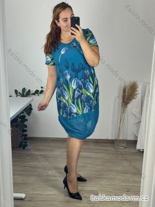 Šaty krátky rukáv dámske nadrozmer (XL/2XL ONE SIZE) TALIANSKA MÓDA IM423TULIP/DU