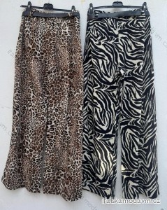 Nohavice dlhé elegantný oversize leopard s opaskom dámske (S/M/L ONE SIZE) TALIANSKA MÓDA IMD24281